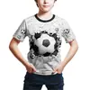 2026 Nueva Camiseta de Manga Corta con Estampado 3D de Patrón de Fútbol Iridiscente Suelta para Hombres y Niños Nueva Moda Camiseta Corta