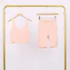 Conjunto de Chaleco y Shorts Lulu en Forma de U con Etiqueta, En Stock Envío Directo, Ajuste Delgado Cuello Alto, Chaqueta Elástica con Cremallera Dorada