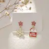 Pendientes navideños de diamantes con dibujos animados, transfronterizos europeos y americanos, pendientes asimétricos de alta gama para mujer, decoraciones navideñas