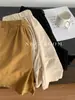 80% Algodón Estilo Coreano Bf Cintura Alta Ropa de Trabajo Un Botón Color Sólido Shorts para Mujer Sueltos Reductores de Edad Pierna Ancha Pantalones Cortos Ajustados Verano 2025