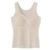 Chaleco cálido cepillado para mujer, otoño e invierno, sin costuras, antibacteriano 10A, con sujetador integrado, ropa interior térmica forrada de polar para mujer