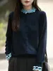 Cardigã com Borda Franzida para Mulheres, Nova Jaqueta de Tricô Outono e Inverno com Estilo Suave e Design Plissado, Venda Direta no Atacado do Fabricante