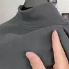 Camiseta térmica base para hombre de cuello semi-alto cepillada, sudadera de cuello medio, 260g, ropa interior térmica de forro polar de doble cara para otoño/invierno