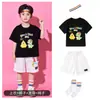 Roupa de performance de cheerleading para o Dia das Crianças, conjunto de manga curta com estampa de desenho animado para jardim de infância, fantasia de performance esportiva para aluno do ensino fundamental