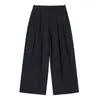 Pantalones Casuales Sueltos Retro Americanos para Hombre Tendencia Calle Alta Diseño de Bolsillo Plegado Pierna Ancha Pierna Recta Pantalones Largos Estilo Ropa de Trabajo