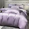 Conjunto de Colcha de Verão de Quatro Peças em Tencel Classe A Lençol de Cama Casal 2m Capa de Colcha Luxuosa Sedosa de Alta Qualidade Roupa de Cama para Casa