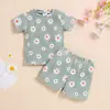 Conjunto de Verano Dulce para Niñas, Color Sólido, Manga Corta, Shorts, Transpirable y Cómodo, Suéter, Atuendo a Juego para Hermanas