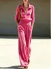 Conjunto de top de malha simples com meio zíper de cor sólida e calça pantalona para mulheres, novo para o outono e inverno de 2026, transfronteiriço europeu e americano, estilo vintage