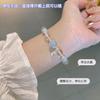 Pulseira de menina fresca de cristal branco de verão água-marinha 925 prata natural
