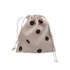 Venta Directa de Fábrica Bolsa de Almacenamiento de Pana Retro con Lunares Solapa de Cierre de Cordón Bolsillo Pantalones Pequeña Portátil para Guardar Varios Billetera para Monedas