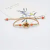 Pulsera de Flores Secas Naturales Pulsera de Flor de Encaje Flor de Cerezo Piedra del Tiempo Tejida a Mano Regalo para Mejor Amiga