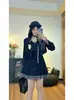 Castaño Sal Marina2026 Tallas Grandes Retro Francés Conjunto de Dos Piezas Vestido Blazer a Cuadros para Mujer de Otoño