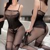 Lencería Sexy Transparente Sexy Talla Grande Medias de Red Abertura Archivo Apasionado Uniforme de Malla de Una Pieza Sin Quitarse Ajustable Desgarrable a Mano Seda Negra