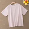 Camiseta Lyocell de gola redonda, ombros caídos, manga curta, nova, modelagem solta, afina a silhueta, moda versátil, caimento fluido, Camiseta Tencel estilo coreano