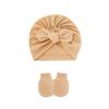 Fuente transfronteriza gorro fetal para bebé guantes antiarañazos juego de 2 piezas gorro pullover para bebé gorro indio gorro de orejas de conejo comercio exterior europeo y americano