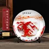 Plato Ornamentado de Cerámica con Pintura de Paisaje Estilo Chino Nuevo de Jingdezhen Decoración del Hogar Artesanía Plato de Apreciación Entrada de Oficina Pequeños Ornamentos