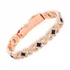 Pulsera Magnética Tk Popular Transfronteriza para Mujer, Ajustable, Moderna, Aleación de Lujo Ligero, Cruz Completa de Diamantes, Pulsera Magnética de Trébol de la Suerte