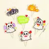 Decoración de Pastel de Halloween Arcilla Suave Figura Linda de Fantasma Ojos Chistosos Perlas de Azúcar Velas de Halloween Toppers Inserts