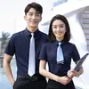 Novas Camisas de Manga Curta para Primavera e Verão para Mulheres, Roupa Formal para Entrevista, Camisas Azul Claro, Roupas de Trabalho de Verão para Homens, Camisas Sociais