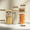 Potes selados para grãos e cereais, armazenamento de cozinha, potes transparentes de plástico de grau alimentício, caixas para lanches, alimentos secos e armazenamento de chá