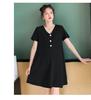Ropa de Verano para Mujeres Embarazadas, Moda Color Sólido Holgada Adelgazante Manga Corta Slim Talla Grande Estilo Coreano Largo Medio Trendy Mamá Casual Falda Corta