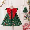 Vestido Navideño Transfronterizo Vestido de Princesa de Manga Volante Árbol de Navidad Vestido con Estampado de Dibujos Animados Vestido de Manga Volante Vestido de Fiesta