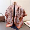 Versión Coreana del Nuevo Pañuelo Cuadrado Grande de Seda Imitación Estilo Años 90 con Estampado Floral Retro, Versátil para el Trabajo, Chal, Pañuelo de Seda con Patrón Diagonal, Pañuelo para la Cabeza