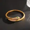 Pulsera con Forma de Serpiente Chapada en Oro Real de 18 Quilates con Circonita Pulsera de Moda Simple Retro Europea y Americana Joyería de Lujo Ligero de Alta Gama para Mujeres