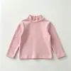 Camiseta Básica Infantil Classe A Outono e Inverno Gola Alta Primavera e Outono Algodão Meninas Crianças Grandes Meninos Bebê Listrada Lixada