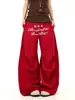 2025 Nuevos Pantalones Largos Casuales Rectos Sueltos de Personalidad Casual Unisex con Diseño de Cordón Retro Americano de Moda con Letras