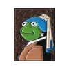 Broche original vintage pintura a óleo sapo obra-prima sapo kermit animal versátil roupa mochila distintivo de metal
