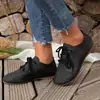 Zapatos planos de cordones retro para mujer en tallas grandes para exportación, cómodos de punta redonda para el campus, mocasines elegantes e informales