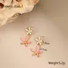 Moda Ins Europeia e Americana Flor com Gotejamento de Óleo Conjunto de Joias de Aço Inoxidável Colar Pulseira Brincos Design Versátil Corrente para Clavícula