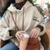 Sudadera falsa de dos piezas de lana de cordero para mujer con terciopelo y engrosamiento 2023 Nuevo otoño e invierno holgada estilo coreano top chaqueta tendencia
