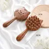 Pente de Sândalo Natural Dragão e Fênix, Pente com Almofada de Ar para Massagem, Pente de Massagem Gravável, Pente com Almofada de Ar para Cuidados e Nutrição dos Cabelos