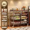 Carrito estrecho multiusos estilo mediados de siglo para snacks, cesta de cocina de varias capas para frutas y verduras, estante de almacenamiento móvil, unidad de estanterías
