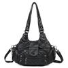 Moda tejida retro remache bolso de hombro axilar para mujer gran capacidad portátil bolso de mano trasero cremallera antirrobo