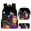 Mochila con Estampado Nuevo de Estrella de Fútbol 2024, Lonchera, Estuche para Lápices, Set de Tres Piezas, Mini Portátil, Moderno