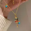 Nuevo Collar Estilo Chino Collar Étnico Turquesa Moda Femenina Temperamento Versátil Diseño de Nicho de Alta Gama Cadena para Clavícula
