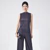 Camiseta Miyake de moda para mujer, ropa que combina con todo, camiseta sin mangas, ajustada, de color liso, sencilla y que combina con todo.