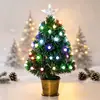 Árbol de Navidad de fibra óptica más vendido transfronterizo con luces de colores y adornos de bolas redondas esmeriladas, Decoración navideña para arreglo de escenas festivas