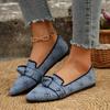 Novo 2024 Primavera Apontou Sapatos Baixos Comércio Transfronteiriço plus size Moda Voando Tecido Slip-on Sapatos Femininos Casuais