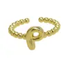 Anillos de 26 Letras Inglesas Más Vendidos Transfronterizos Anillos Gruesos Brillantes de Oro de 18 Quilates Modelo Caliente de Amazon Dropshipping