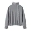 Cárdigan de punto 100% cachemira pura para mujer, suave y acogedor, abrigo suéter de cuello alto abotonado, cárdigan de cachemira con cuello alto abotonado