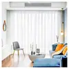 Cortina blanca de rayas finas estilo nórdico translúcida Ventana de mirador de balcón Sala de estar Cortina de gasa ligera prefabricada Cortina de gasa de 3.2 de alto ancho de puerta