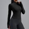Jaqueta Esportiva Amazon Transfronteiriça com Zíper Top Elástico Justo Tamanho Europeu Ajuste Slim Emagrecedora Roupa de Yoga para Mulheres Secagem Rápida