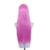 Artículo de venta caliente de comercio exterior 13*4 encaje frontal fibra química mate seda de alta temperatura rosa cabello largo liso peluca conjunto