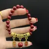 Directamente del Fabricante, Pulsera de Mineral Crudo Natural Cinabrio, Arena Dorada Púrpura de Bajo Contenido, Colgante Atractor de Fortuna, Regalo para Amigos