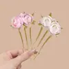 Nuevo Pasador de Flor de Rosa Estilo Chino de Tres Puntas, Estilo Antiguo Floral 2025 Nuevo Pasador Accesorio para el Cabello para Mujeres