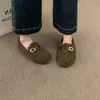 Sapatos femininos plus size tamanho 40-43, sapatos peludos com salto, mocassins quentes e estilosos de inverno, slip-ons modernos de algodão antiderrapantes tamanho 42